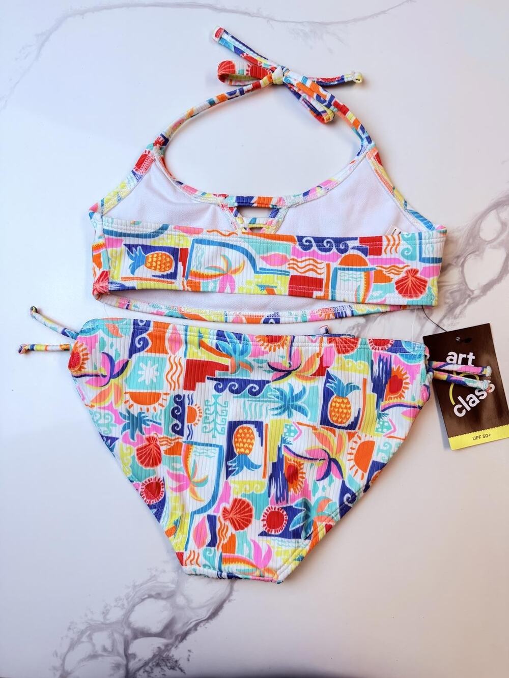 Art Class Girls Multicolor Ribbed Bikini Set Size S (6/7) NWT